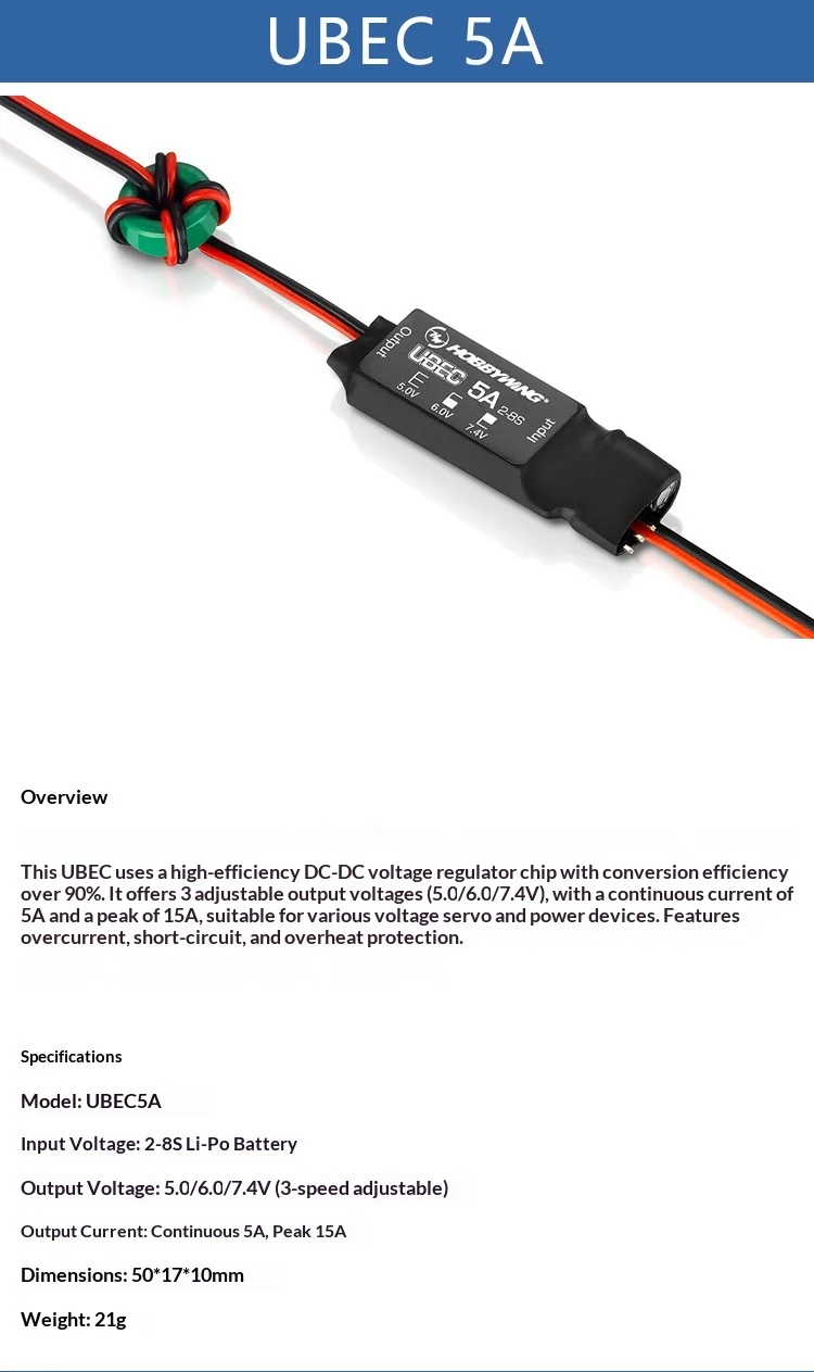 Dubec Power Module HobbyWing UBEC Module 3A 5A 8A 10A 25A Receiver Power Supply External ...