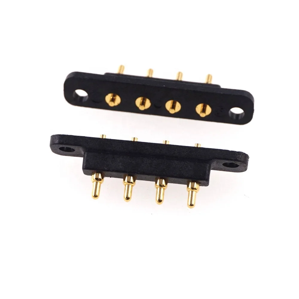 Spring-loaded Pogo Pin Connector 4 Pin 3.5 Mm Pitch Vertical Through 