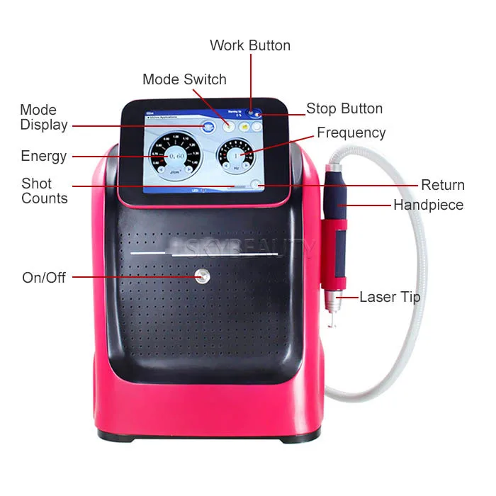 755nm Picosecond laser Eyebrow Removal Q switch Nd Yag Laser Tattoo Removal Machine