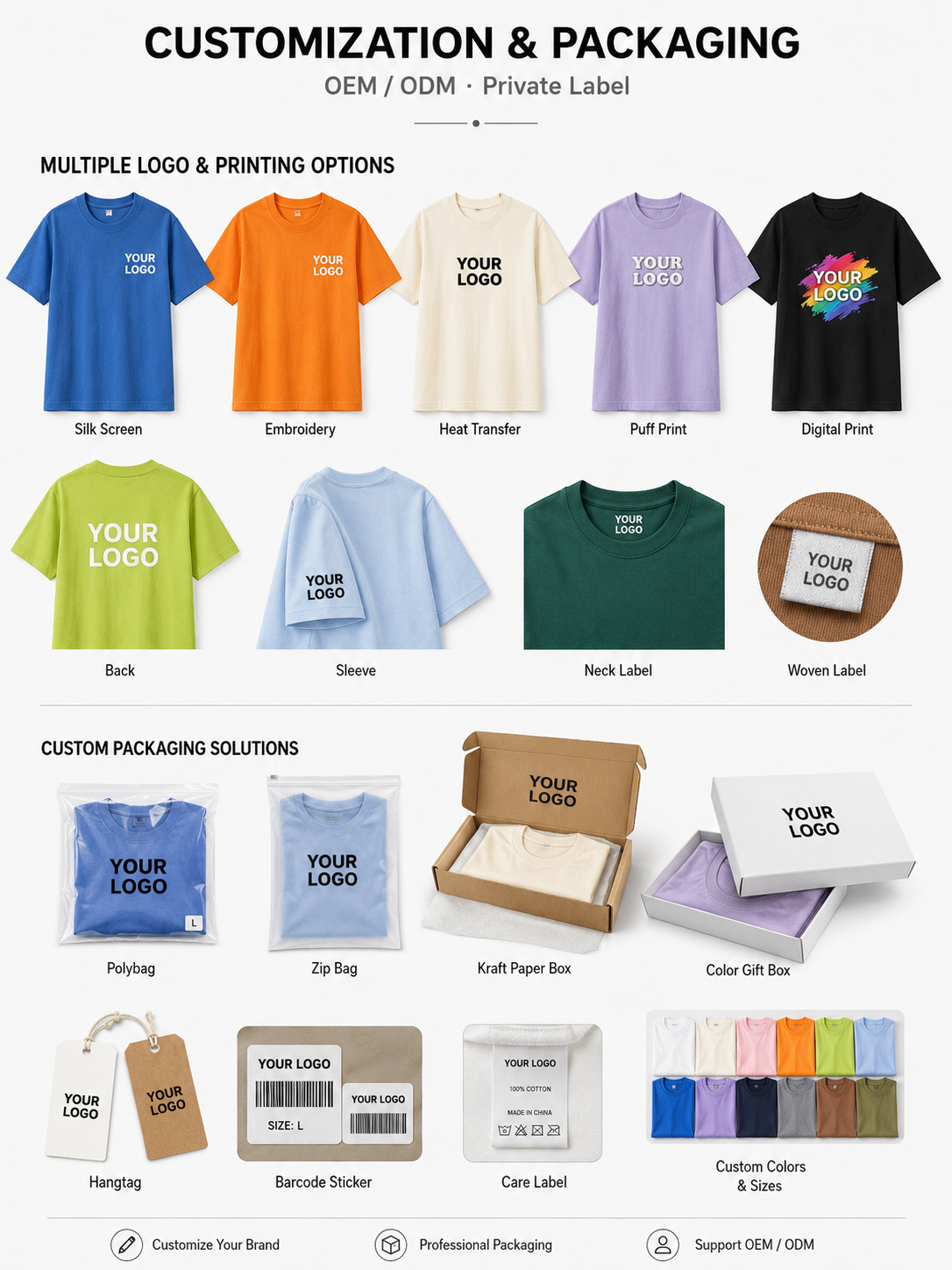 260GSM Super Heavyweight Cotton T-Shirt 24 Color Unisex Crew Neck Premium Blank Streetwear OEM