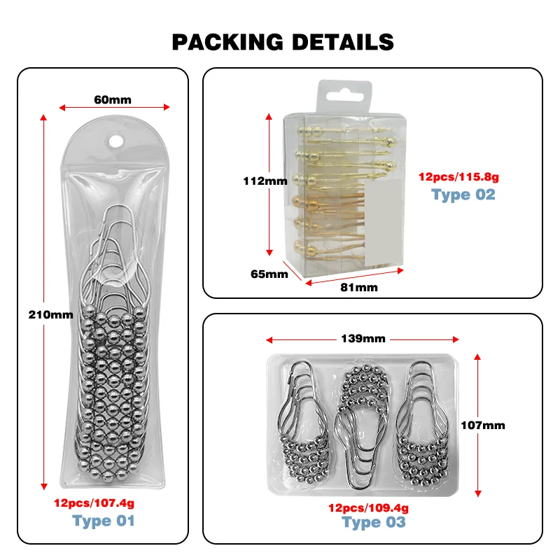 Proof Eco-friendly Shower Curtain, Iron, Curtain Hooks - detail 12