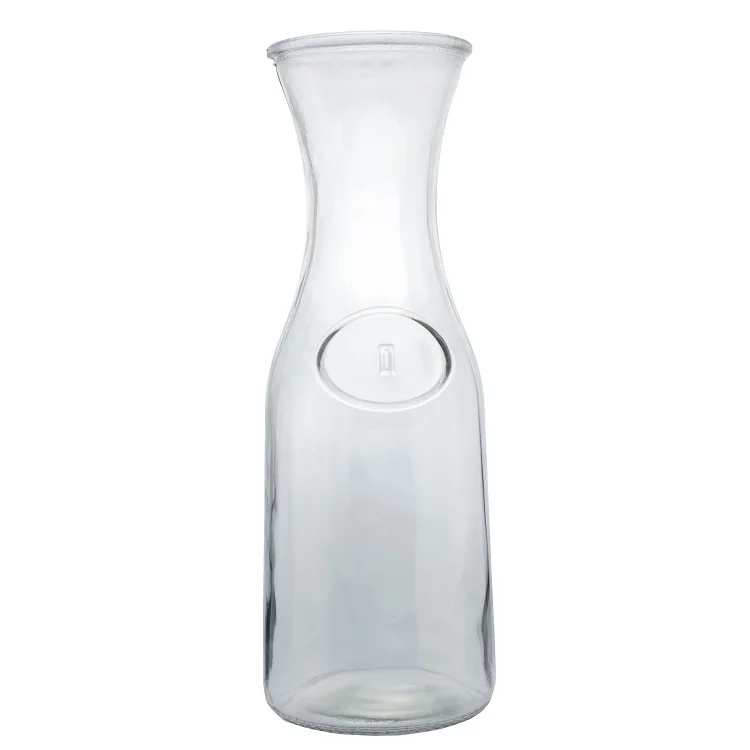 1L/1.5L Round Glass Water Bottle Stainless Lid Glass Carafe for Water Juice  Wine