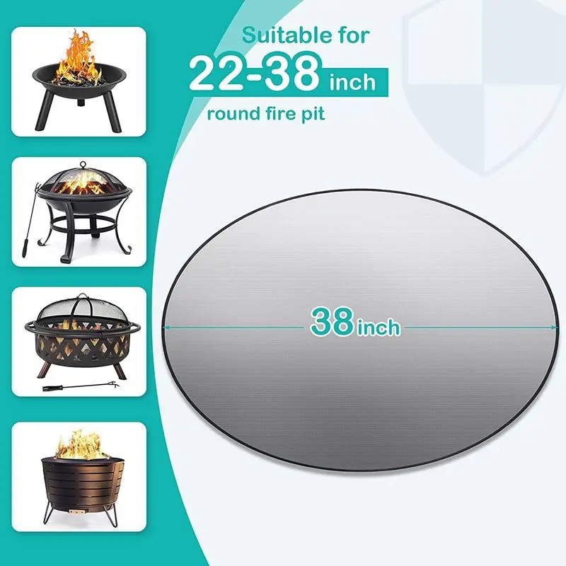 36" Round Hightemperature Bbq Ember Mat Fireproof Fire Pit Mat For