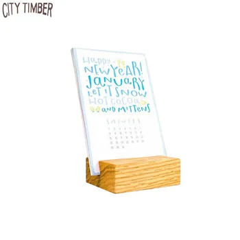 Wooden Card Holder Desk Calendar With Wood Stand