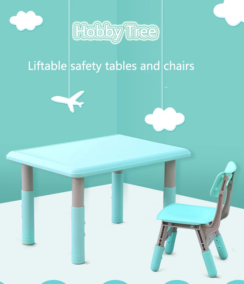 Hot Selling Kids Children Learning Adjustable Height Table And Chair For Family And Kindergarten