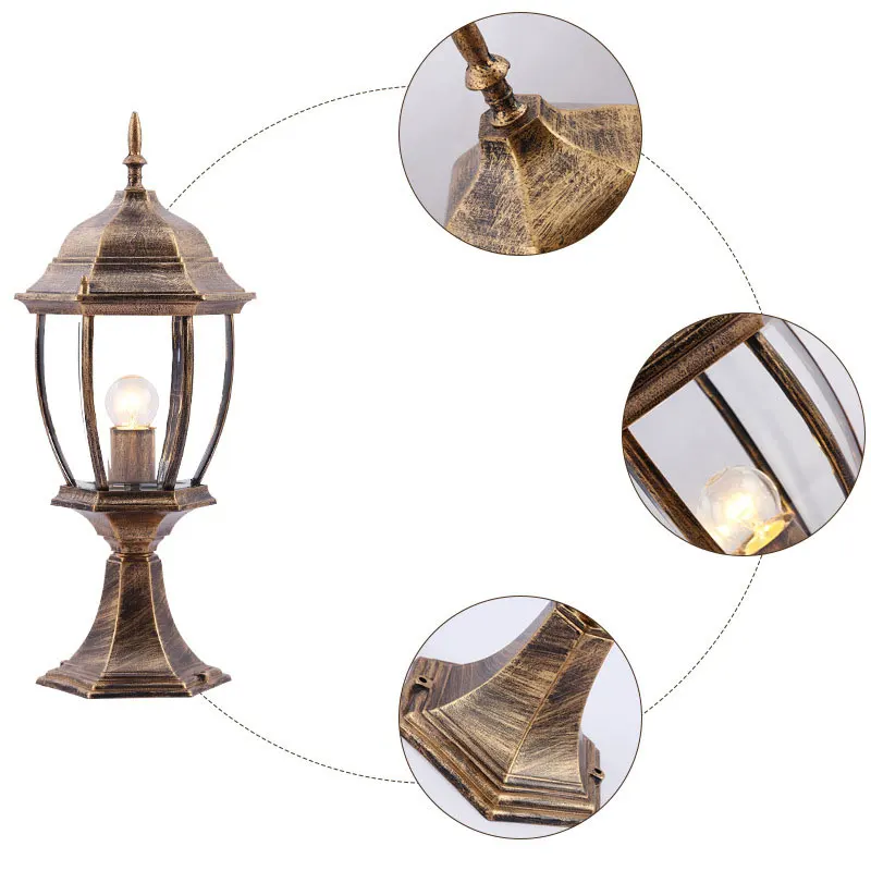 350MM round plastic solar fence post lights main gate pillar light villa garden park bollard top ball lamp lighting landscape
