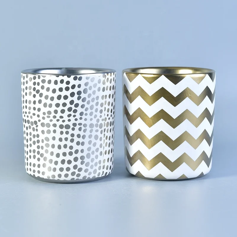 Handmade electroplating cylinder ceramic candle containers votive scented candle vessels home decoration use