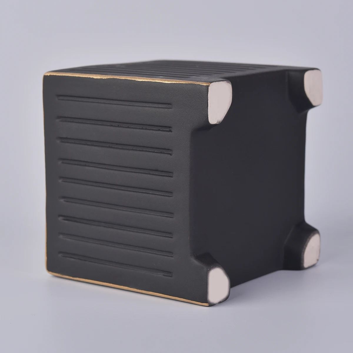 Square Black Ceramic Candle Vessels