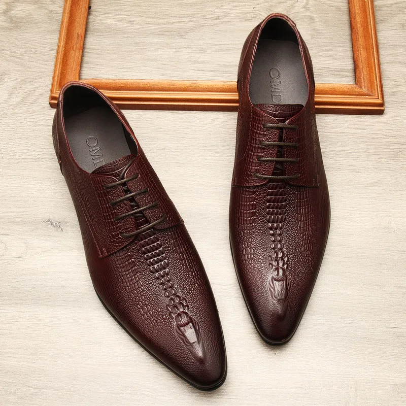 Wholesale Pointed Leather Men's Shoes Crocodile Fashion Leisure ...