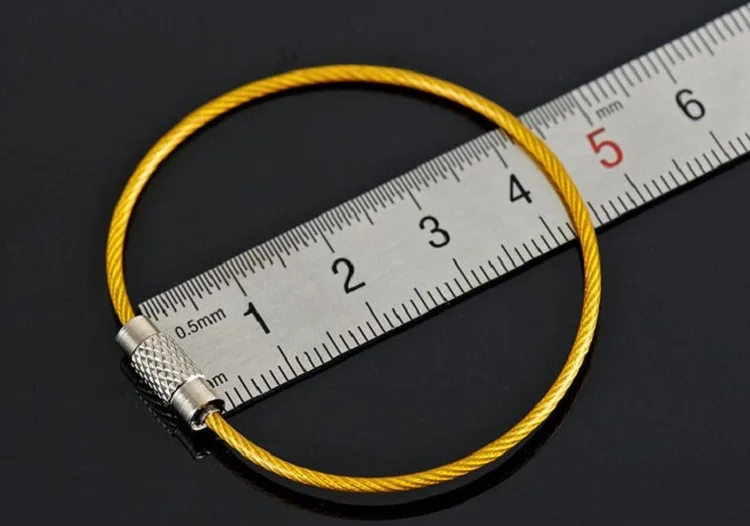 股票2毫米柔性钥匙扣钢金属钥匙环电线电缆标记与螺丝