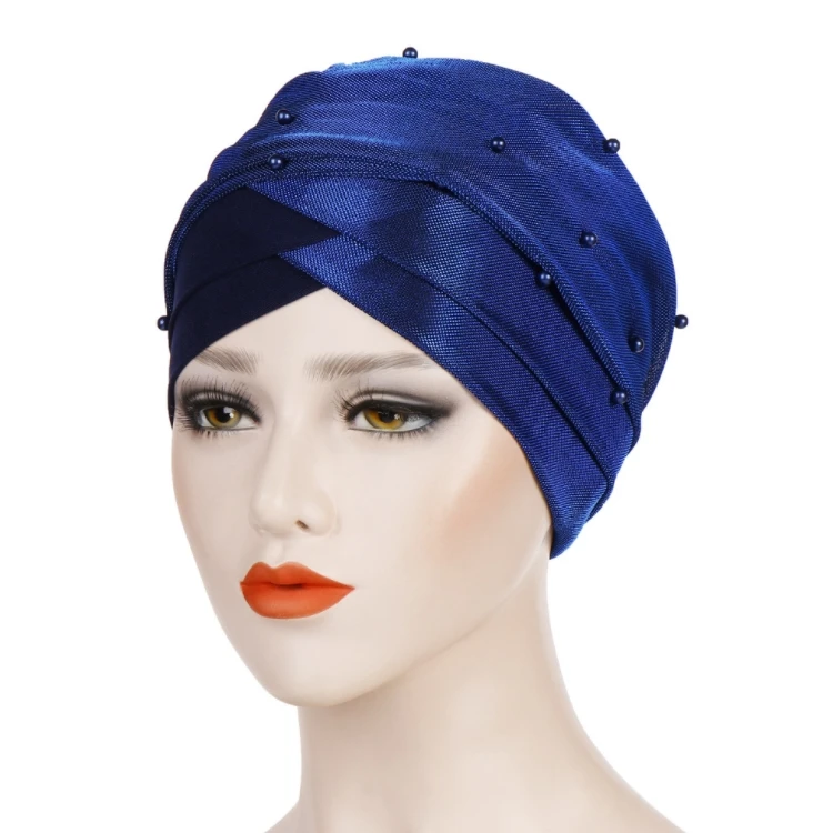 Muslim Women Beads Hijab Elastic Turban Hat Chemo Cancer Cap Arab Head ...