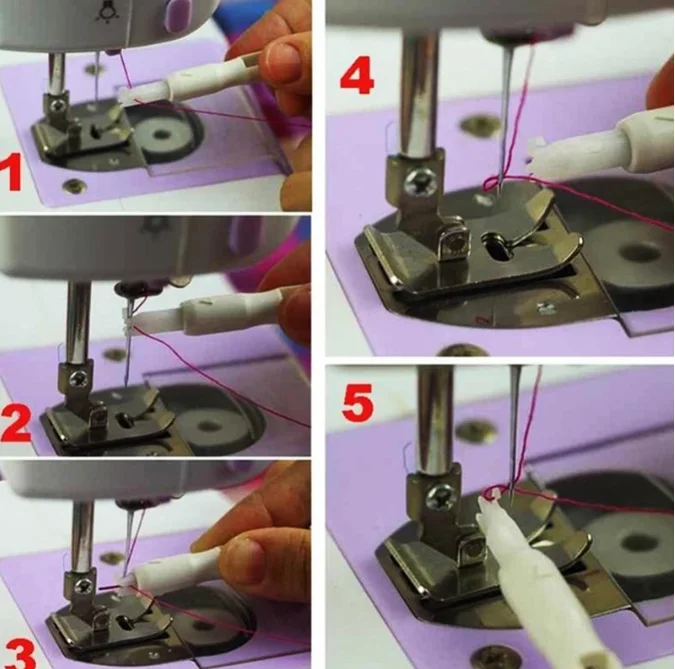 电动缝纫机怎样穿线图片