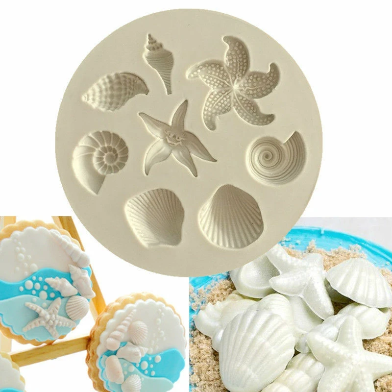 Sea Shell Silicone Fondant Moulds Cake Sugarcraft Starfish Decorating Icing Mold Sea Shell Silicone Fondant Moulds Cake Sugarcraft Starfish Decorating Icing Mold
