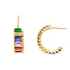 Women's fashion rainbow gold hoop earrings micro pave cubic zirconia hoop earrings
