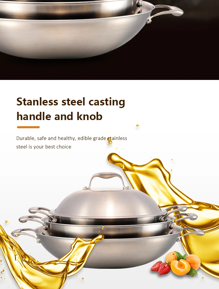 New Item Stainless Steel Tri Ply Chinese Wok Satin Korean Wok Pan Set ...