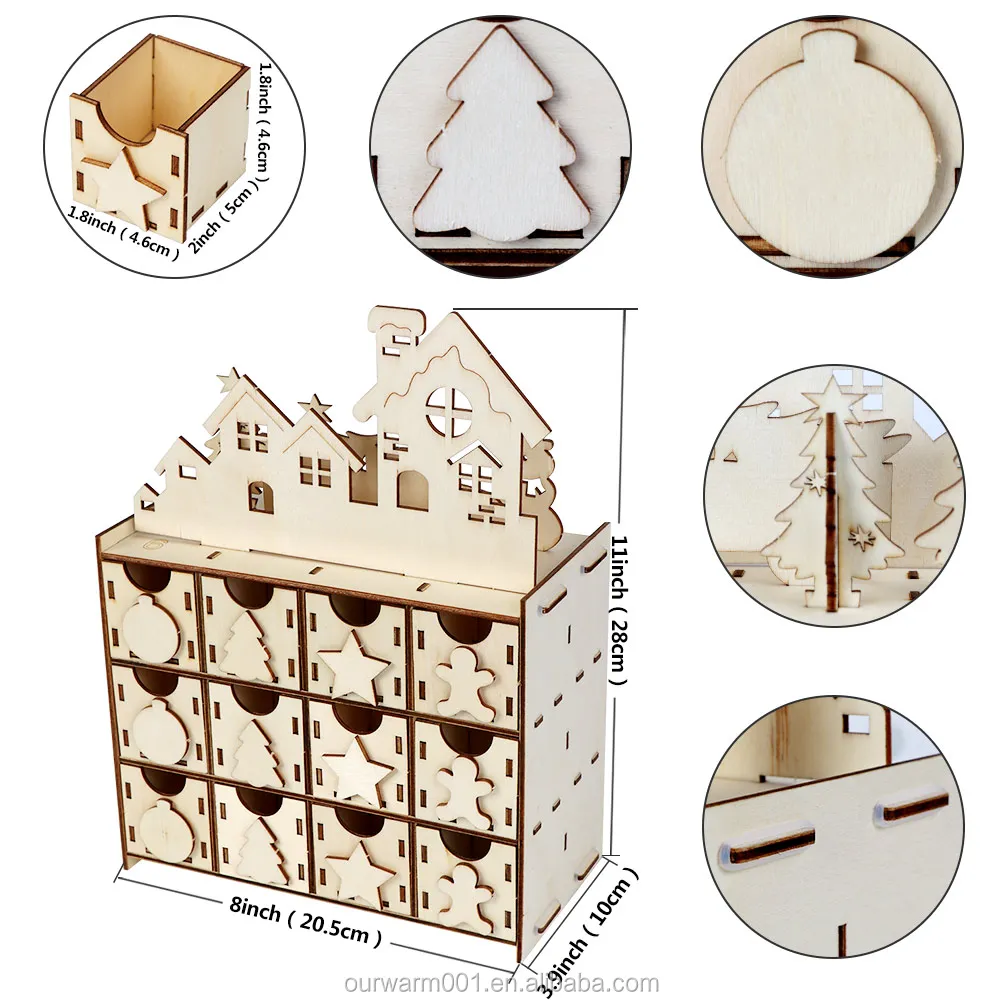 Ourwarm New Arrive Diy Christmas Unfinished Wooden Advent Calendar With Ourwarm New Arrive Diy Christmas Unfinished Wooden Advent Calendar With