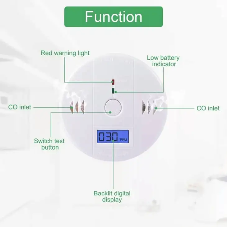 En50291 Ceiling Mounted Battery Operated Powered Carbon Monoxide Detector Alarm Co Gas Leak