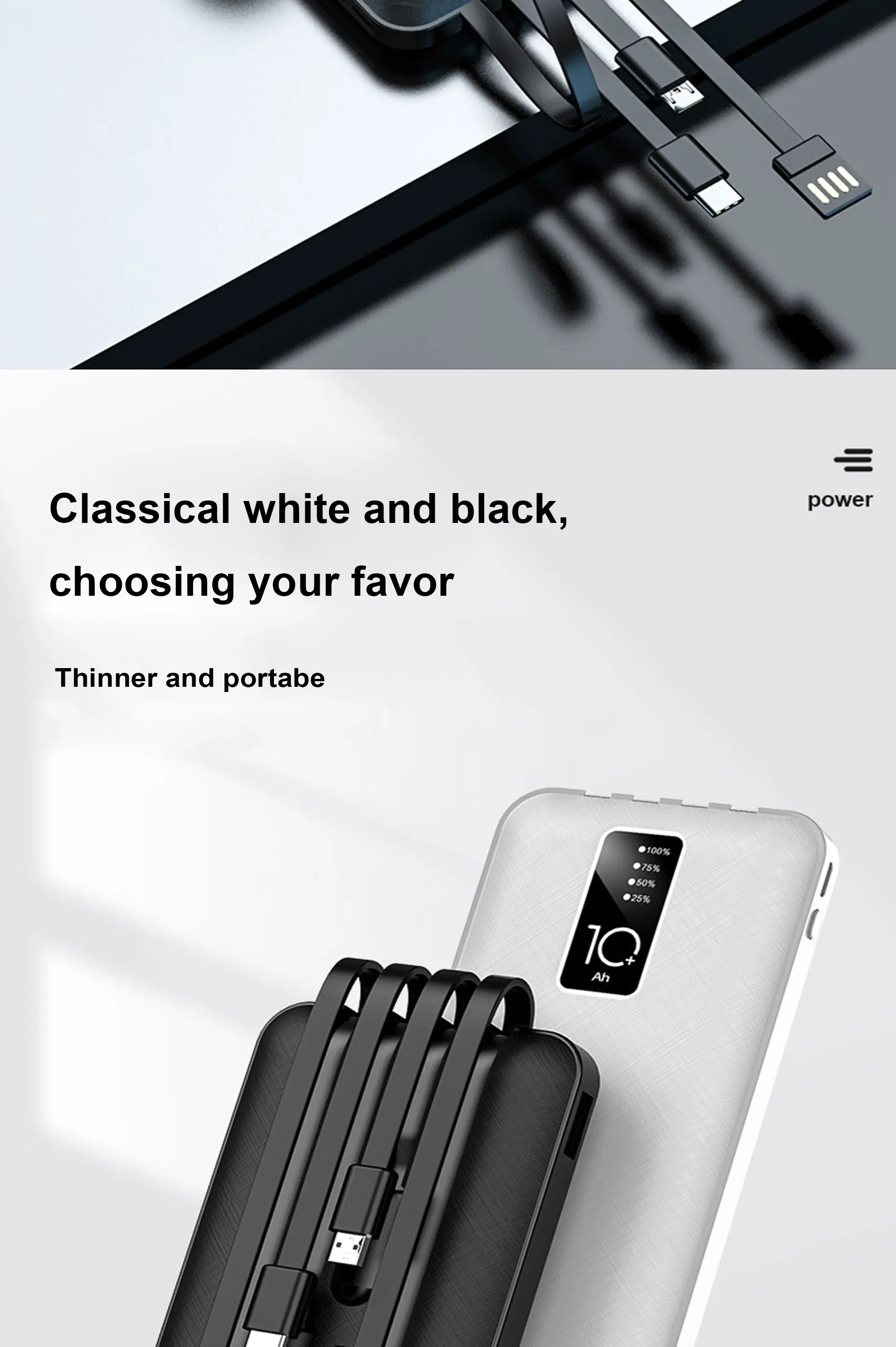 2020 Fashion Sports/Travel USB charging cable power banks, fast charging power bank , Portable 4 in 1 Slim Powerbank 20000 mah - ANKUX.COM