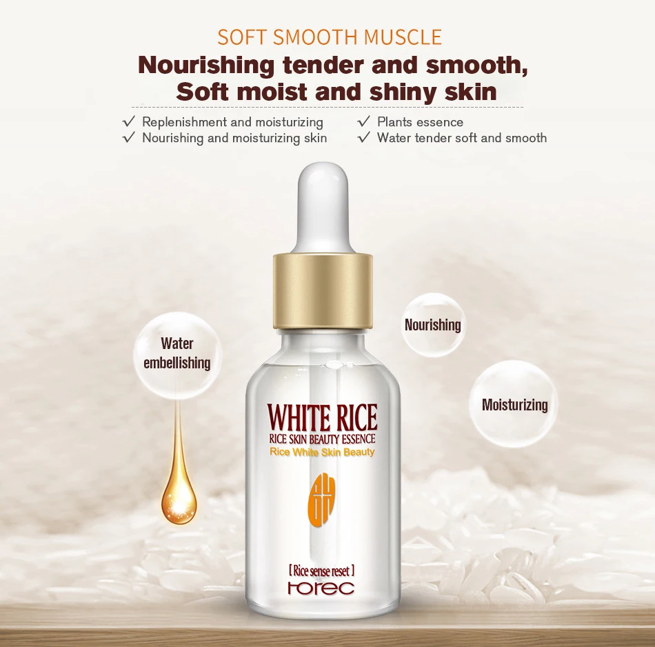15ml White Rice Whitening Serum Face Moisturizing Cream Anti Wrinkle