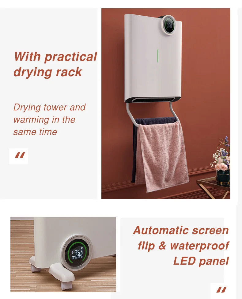 Multifunctional Bathroom Wall Mounted Wifi Control Ptc Heater Elements 1600w Fan Heaters