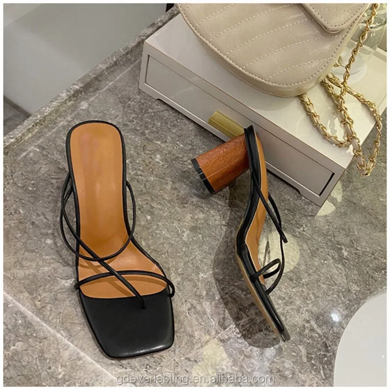padded strap square toe block heels