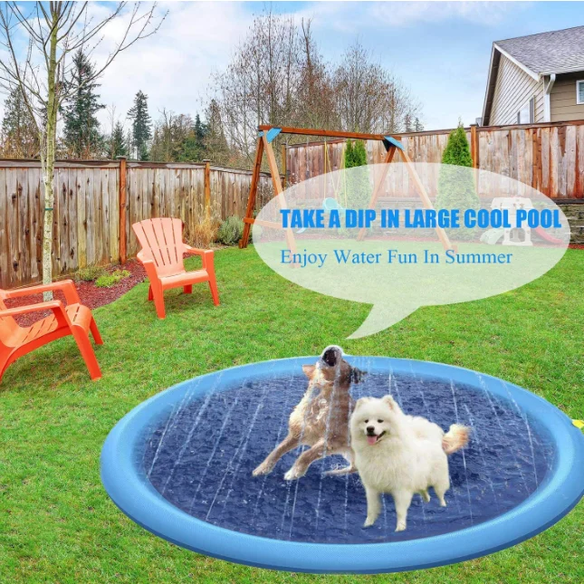 Amazon Inflatable Pet Water Play Mat Outdoor Inflatable Dog Sprinkler Water Toy Bath Splash Pad
