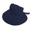 Pure color straw sun protection visor hat with bowknot for women and children