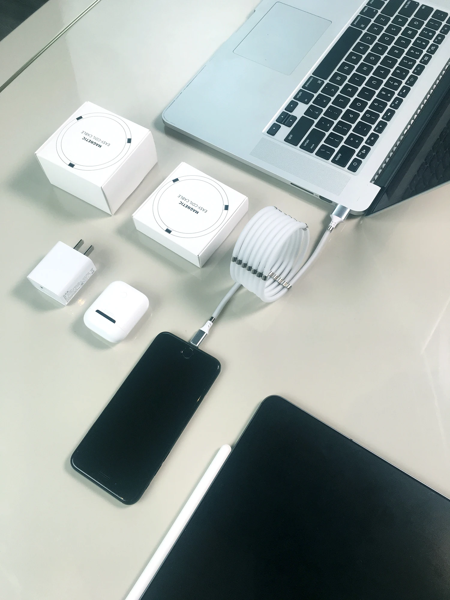 No moq charging cable self-winding magnetic cable Fast charging usb charging cable for IOS Android Type C - ANKUX.COM