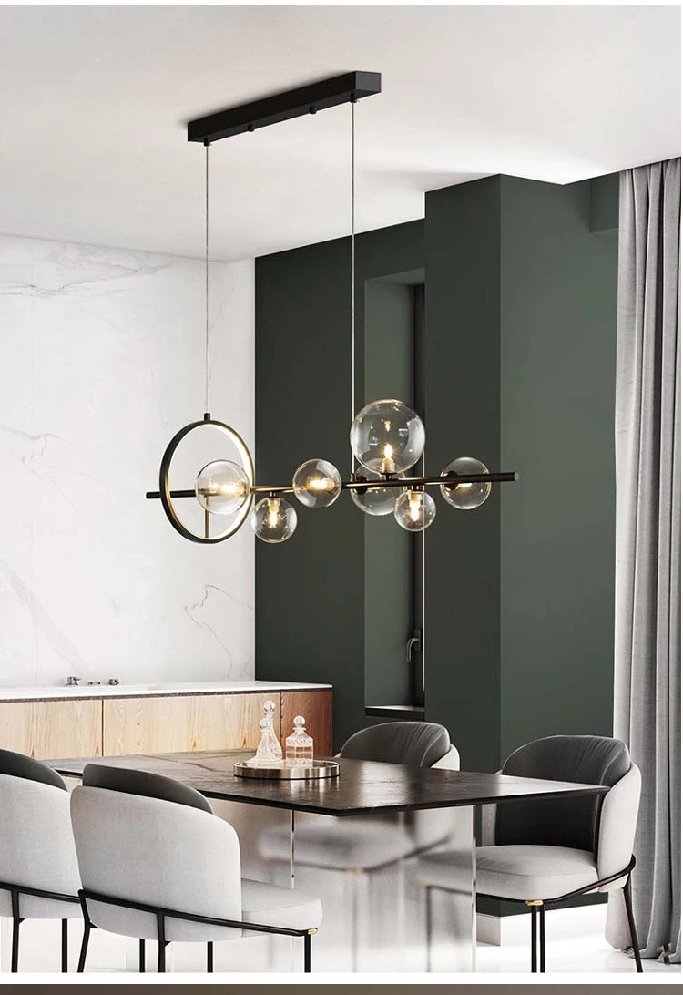 Light luxury chandelier restaurant lamp American industrial style shop commercial dining room chandelier glass bubble lamp