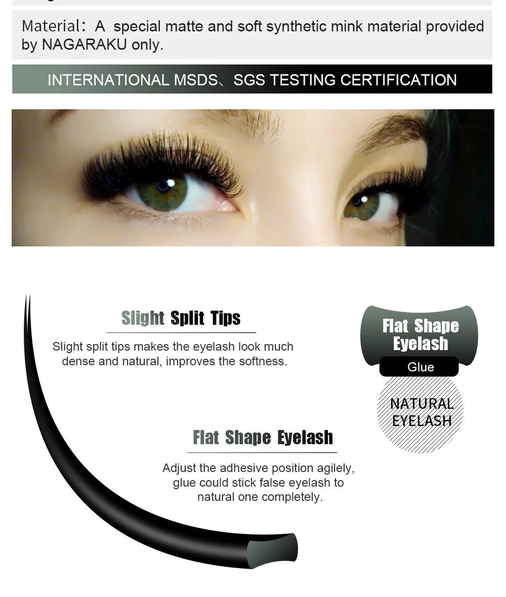 Nagaraku Eyelashes Makeup Flat Ellipse Split Tips Ellipse Shape Natural