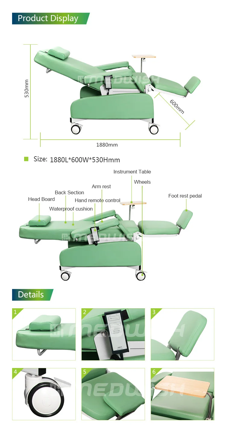 AG-XD208B Hospital furniture electric drawing chair PU cushion soft donation blood sample collection chair for sale