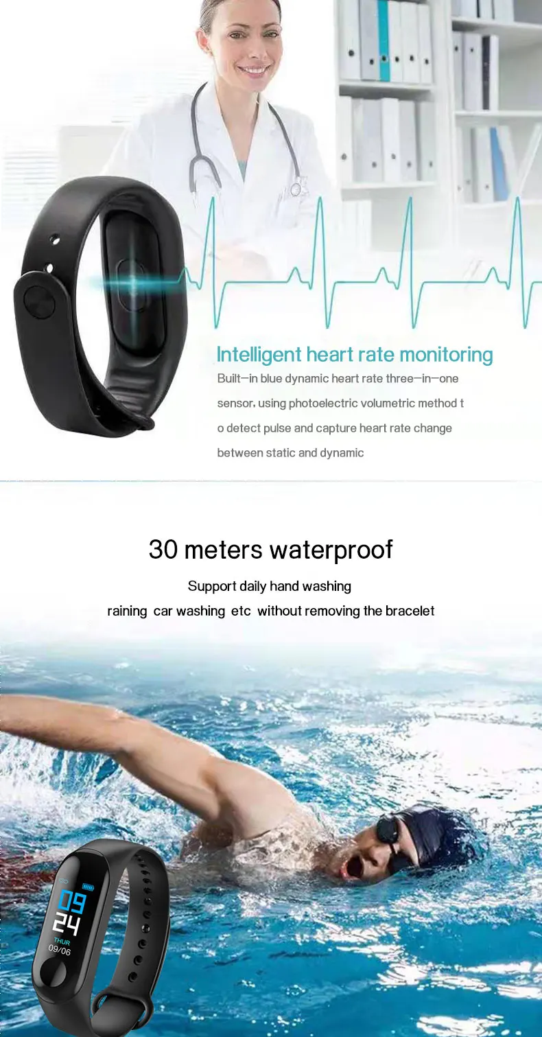 New Electronic Product Android M3 Smart Watch Factory 2020 Popular Mens Women Sports Bracelets Wrist Watch Fitness Smart Band