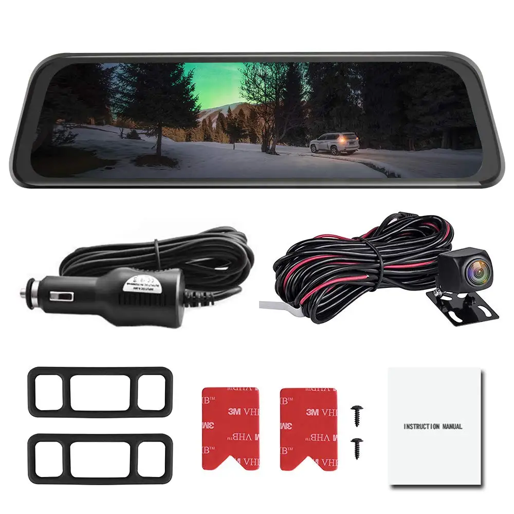 9.66" IPS Touch Screen 1080P Rear View Mirror Car Camera