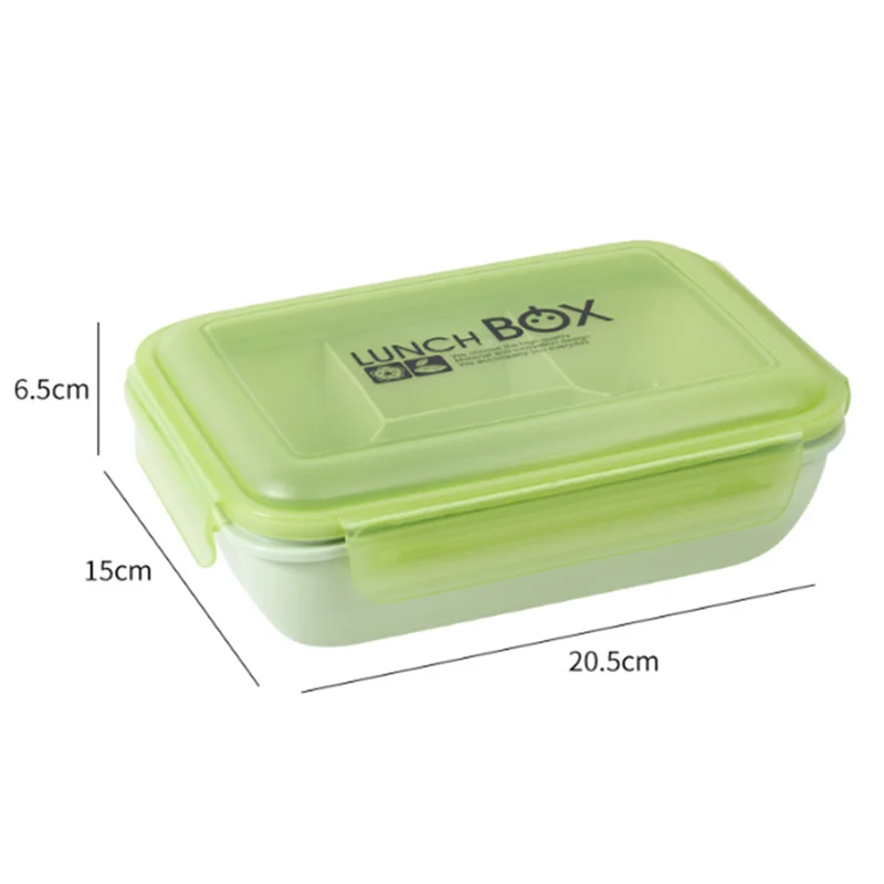 1000ml 5 Compartments Plastic Food Container With Spork,Kids Adults