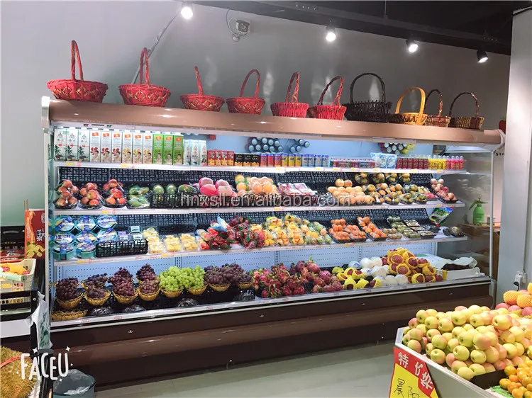 Supermarket Multi-deck Open Display Chiller for Vegetables Fruits Milk in Malaysia