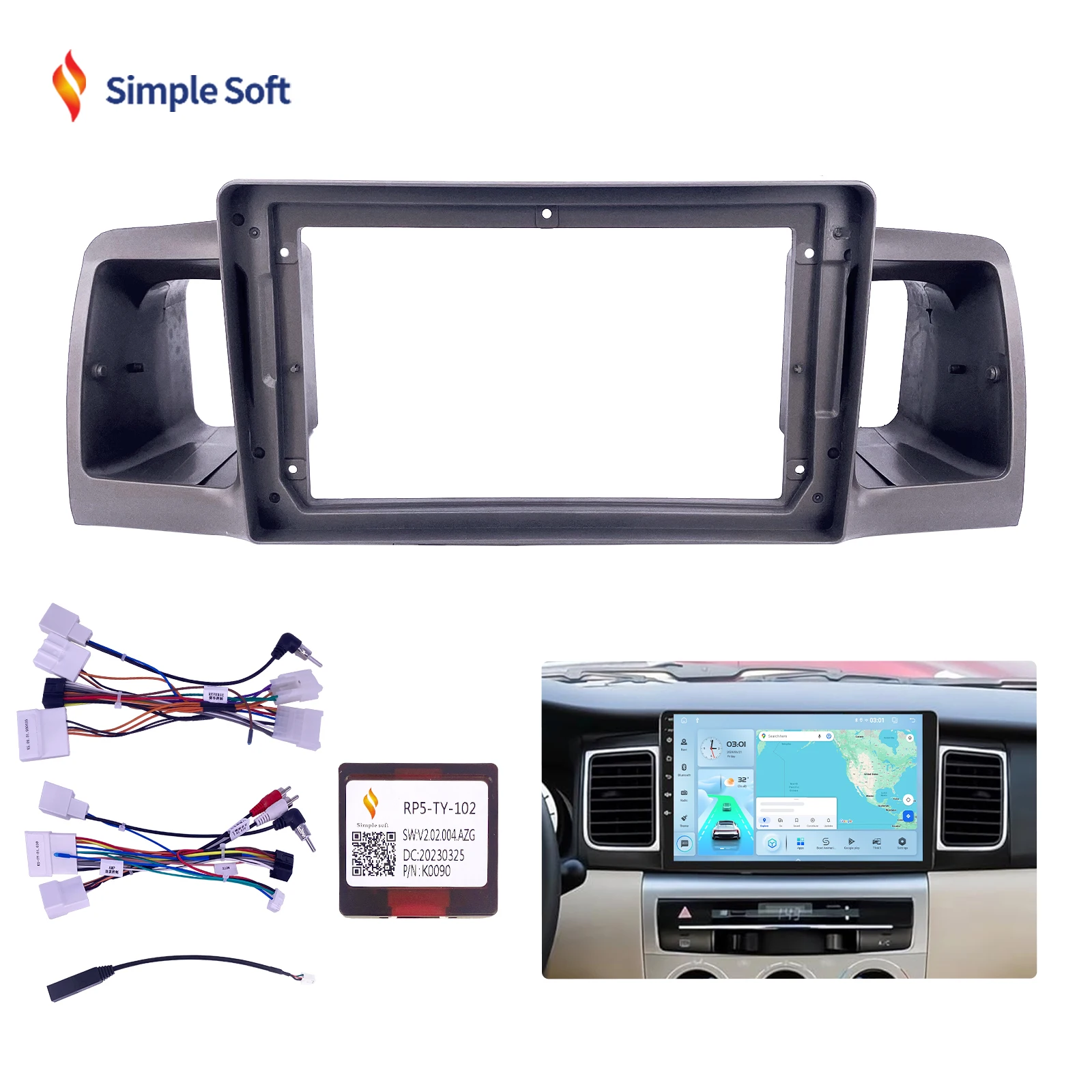 Simple Soft GPS Fascia 9 Inch Toyota Dash Kit Toyota Corolla Car