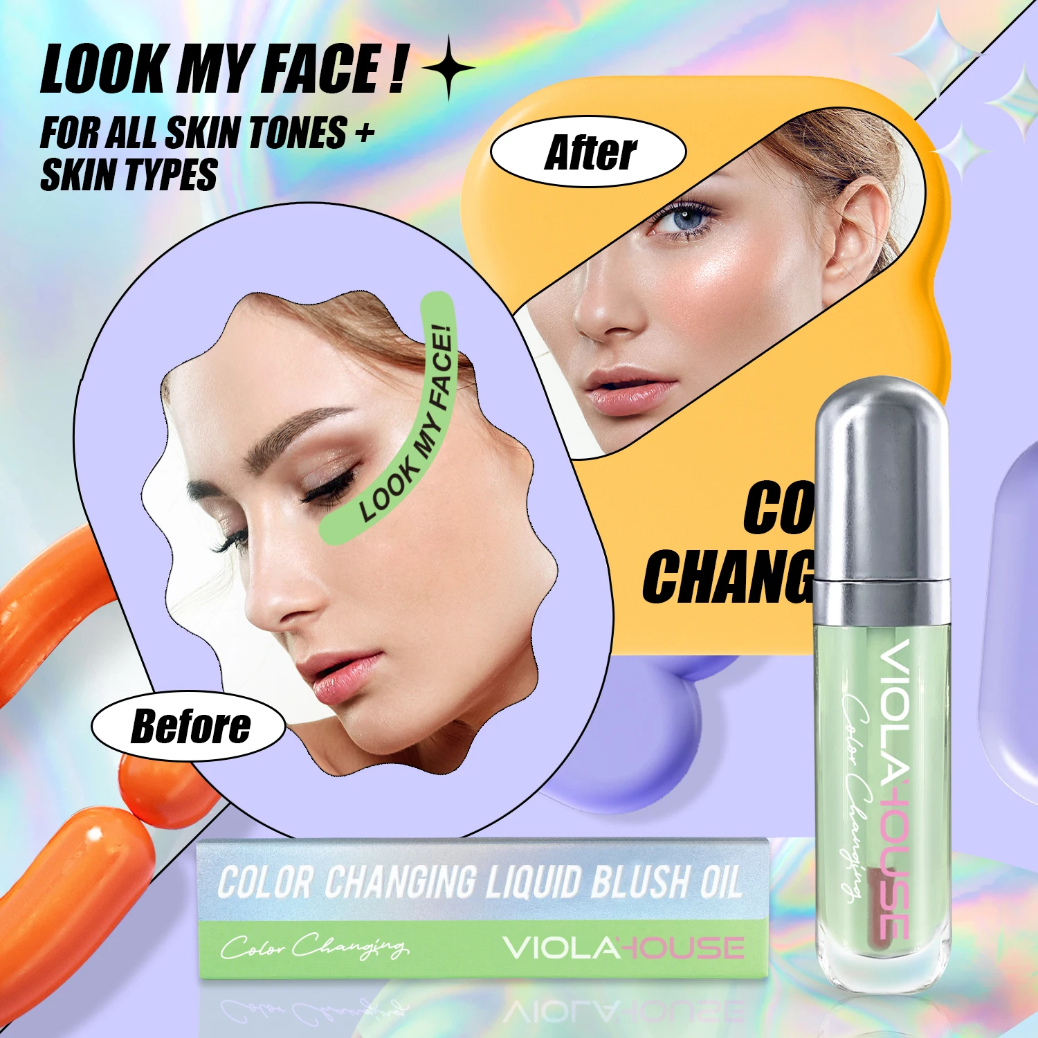 Viola House Changing Color Liquid Blush Cheek Makeup Pink Liquid Color