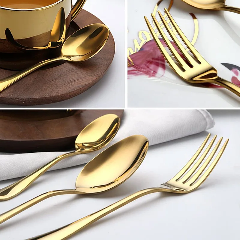 Royal Luxurious 24 Piece Gold Stainless Steel Gold Cutlery Set