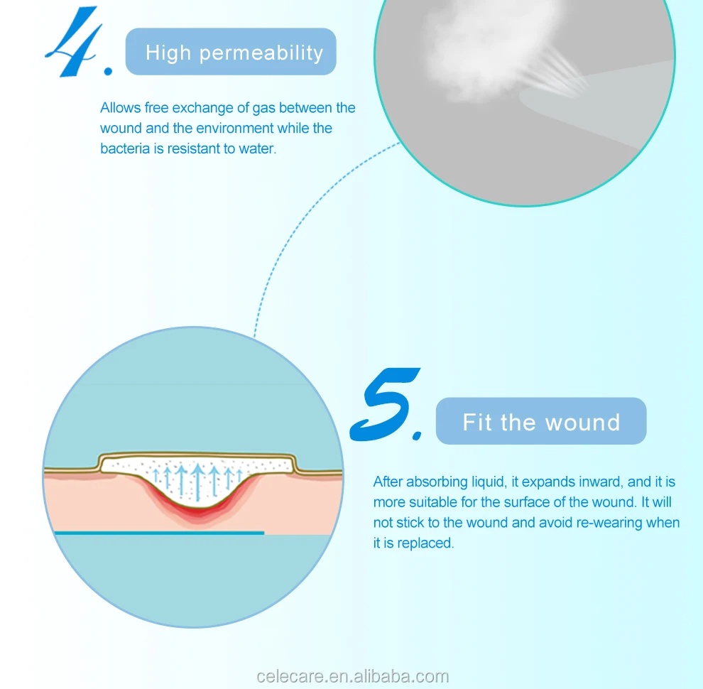 Celecare Pu Wound Dressing Foam Hydrocolloid 12.5*12.5cm 10pcs A Box