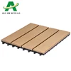 sand brown reddish brown wood texture solid decking 300 x 300 wood fiber+HDPE engineered flooring WPC DIY interlock deck tile
