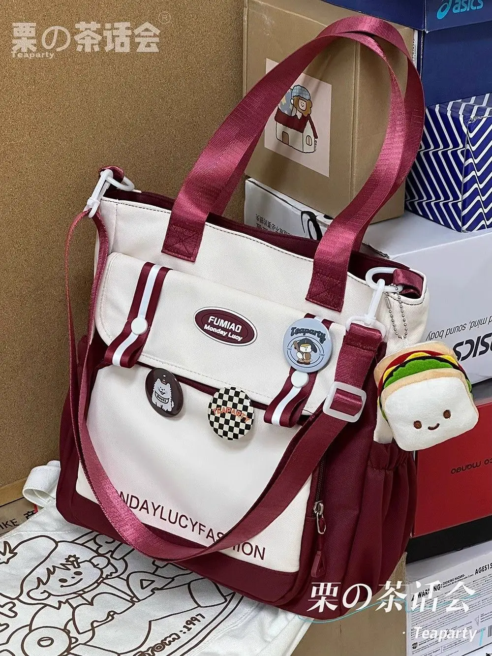 Japanese Style Large Capacity All-Match Portable Women's Single Shoulder Crossbody Bag Zipper Instagram Fashion Tutor Tote