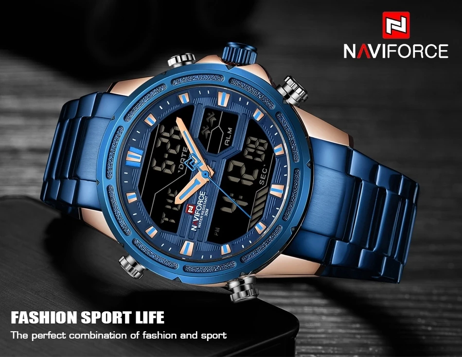 Naviforce 9138 Mens Analog/Digital Watch Blue Vivid Nuance South Africa
