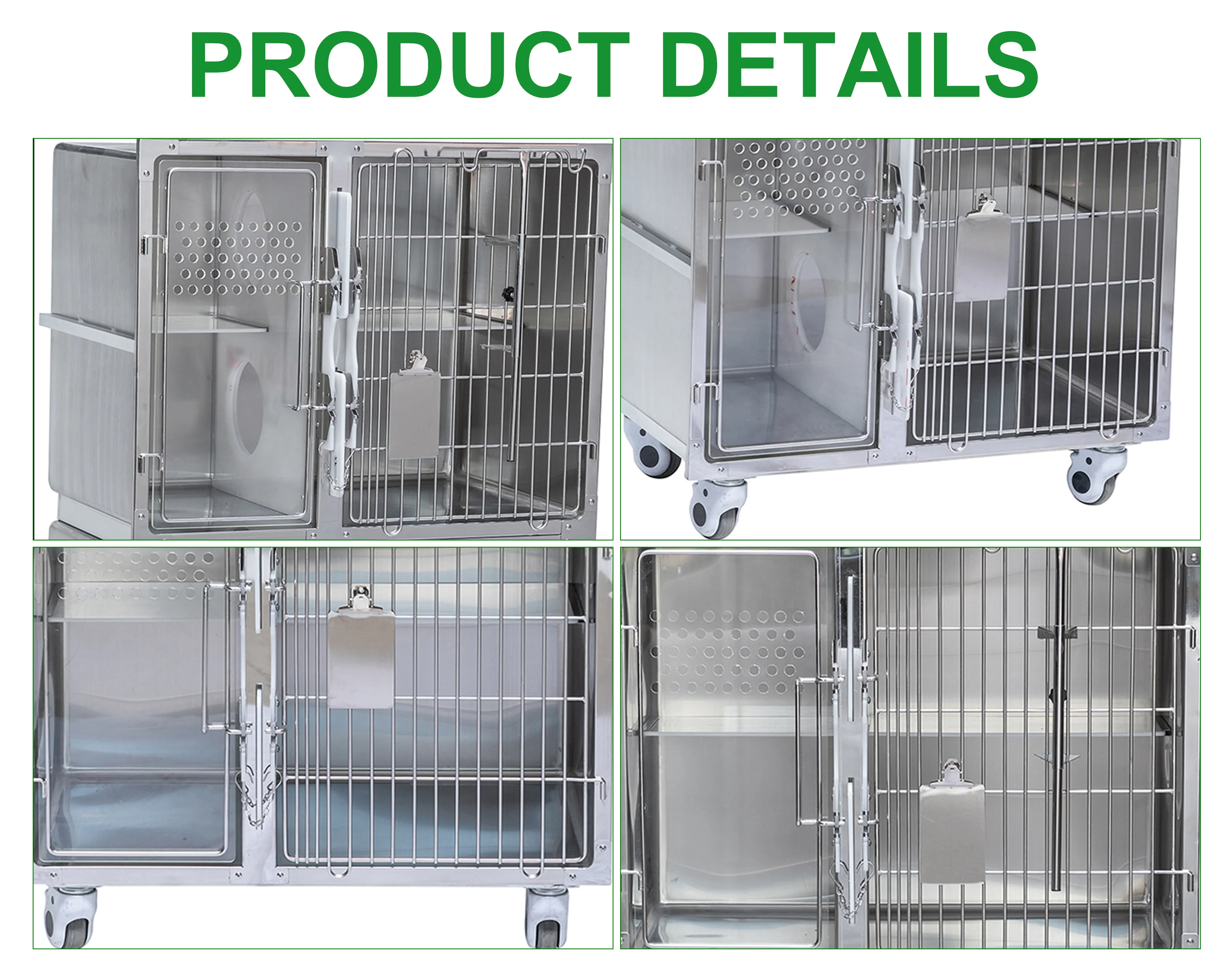 IN-V006 Combined Type Stainless Steel Display Cage Vet Cage Pet Carrier Animal Cage for Vet Clinic
