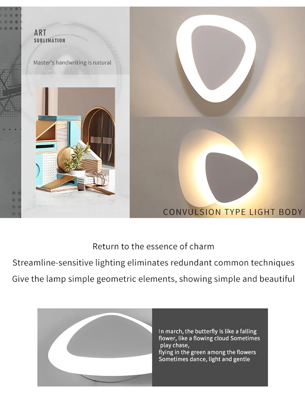 New design 18W 24W indoor wall light triangle 180degree rotatable white LED night light