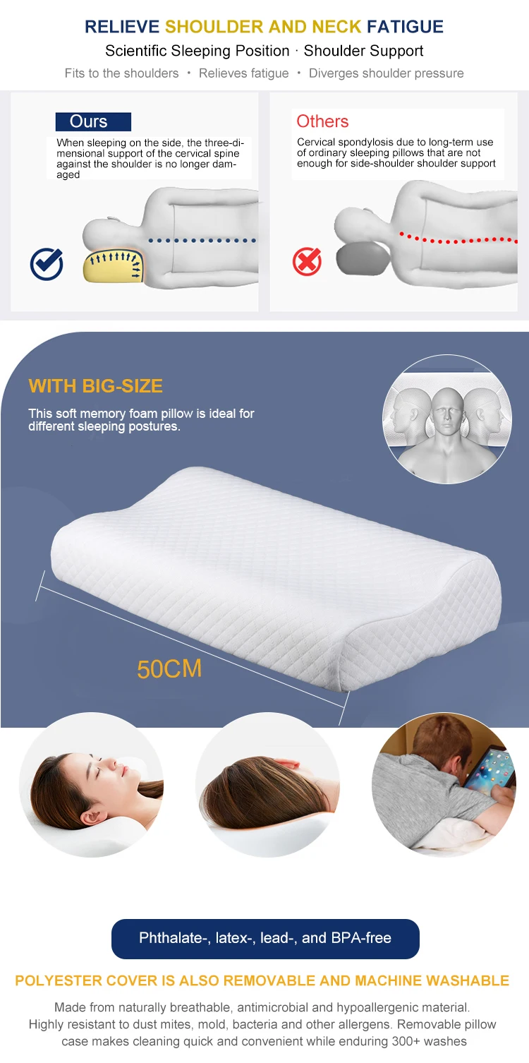 High Elastic Gel Memory Foam Pillow Back Head Neck Support Pillow Sleep Pillows 