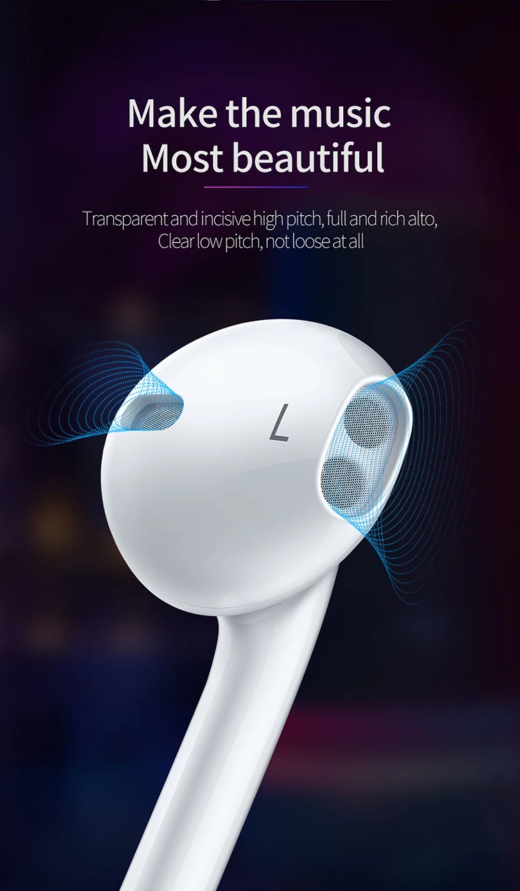 Mcdodo mobile type c plug in-ear earphone 1.2m high quality wired type-c earbuds for xiaomi/huawei - ANKUX.COM