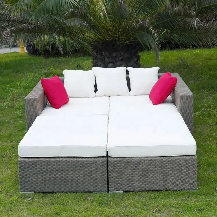 Cama De Día Ovalada Barata Para Patio,Sofá De Mimbre Con Forma De
