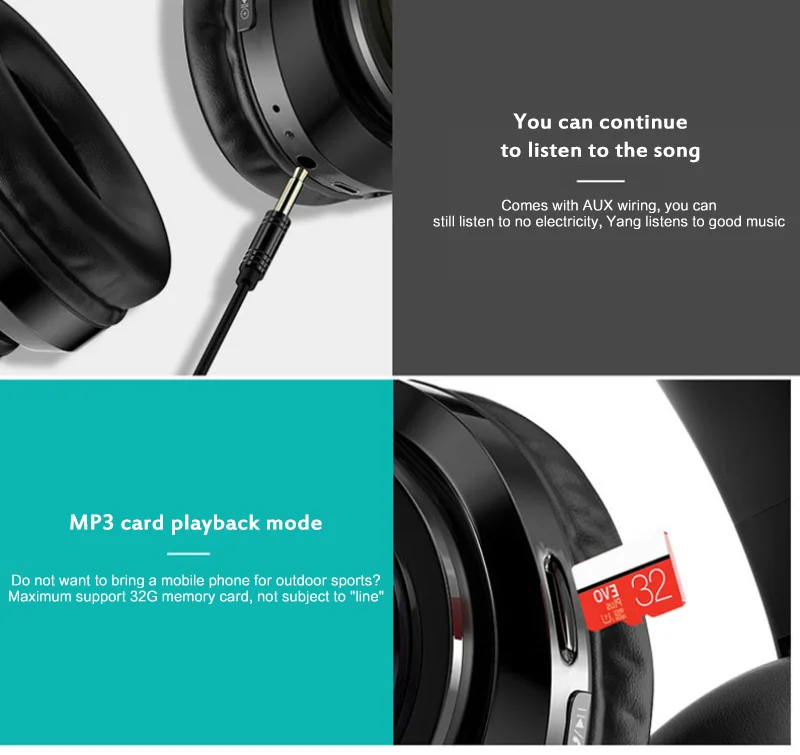 New B39 Portable Wireless Headphones Stereo Foldable Music Headset Support SD Card Deep Bass Folding With Mic - ANKUX.COM