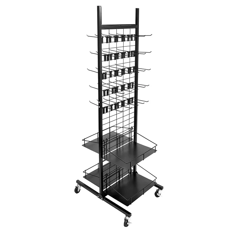 Rolling Retail Display Merchandising Rack Store Fixture Black Floor ...