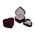 Woman wood double ring pro table box Romantic Sweet Engagement Ring necklace bangle Red PU leather storage box